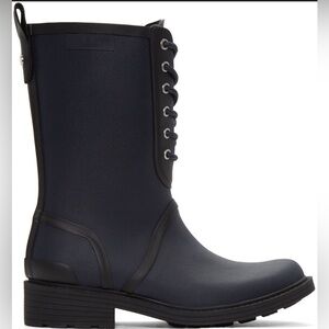RAG & BONE lace up rain boots navy size 39
